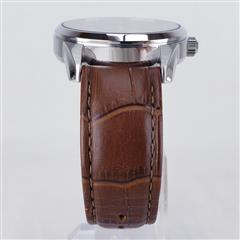 Seiko Gent's Watch Solar Green Dial Brown Leather Strap Day/Date 40mm SNE529